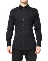 Dolce & Gabbana Black GOLD Cotton Long Sleeves Dress Shirt
